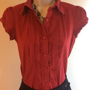 Red Polka Dot Button Down Sz  S